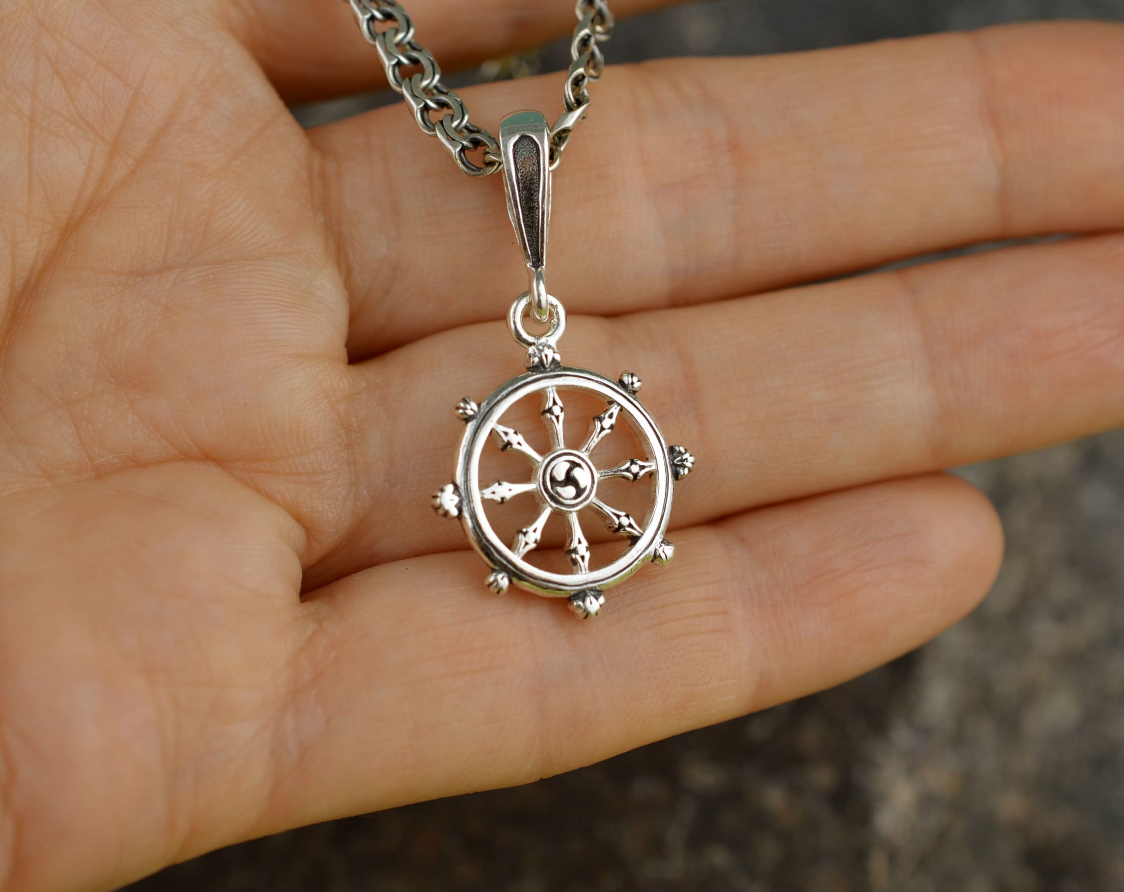 Dharmachakra Handmade pendant. Dharma Wheel. Buddha Wheel. Etsy