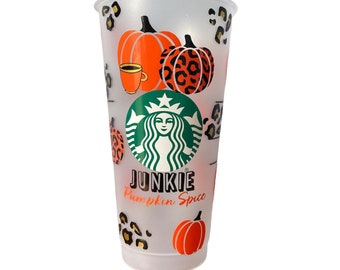 Leopard Pumpkin Starbucks Venti Cold Cup/ Cheetah SB Cup/ Autumn Cup/ Fall Cup / Reusable