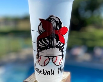 Baseball Mom Starbucks Venti Cold Cup/ Baseball Cup/ Baseball Sunglasses/ Personalize / Reusable