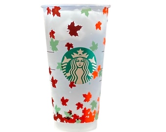 Falling Leaves Starbucks Venti Cold Cup/ Leaf Starbucks Cup/ Autumn Cup/ Fall Cup / color changing cup/ Reusable