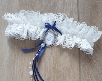 Garter married with personalized medallion, custom made, Saperlipopette Création