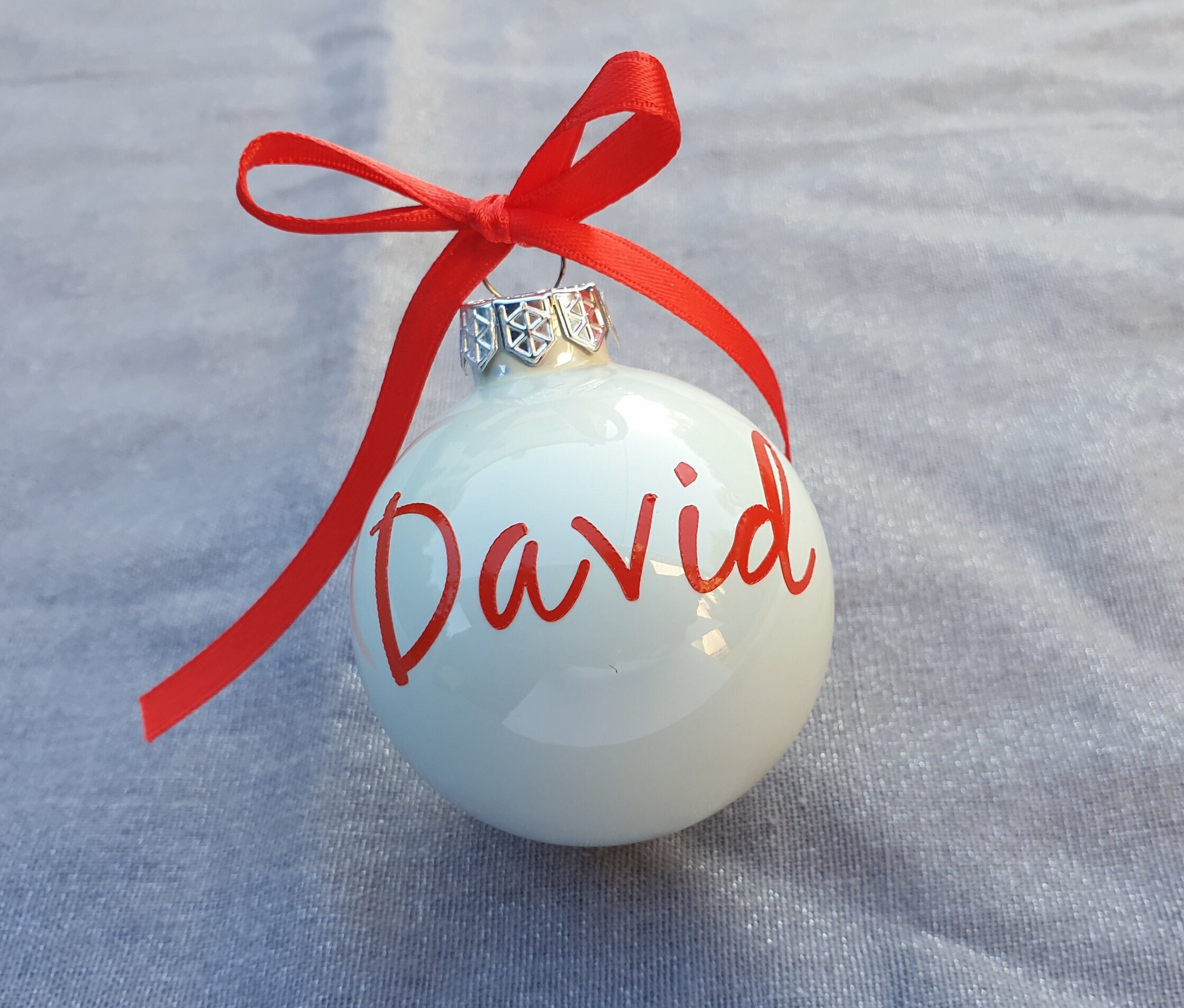 Boule de Noël en Verre Personnalisée avec ou Sans Pochette Cadeau