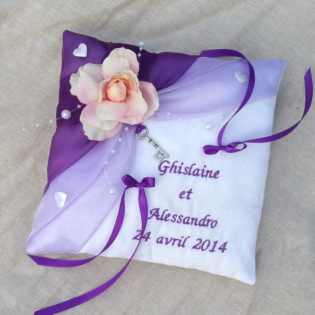 Pillow Purple Wedding Ring Romantic Pink Purple Wedding Etsy