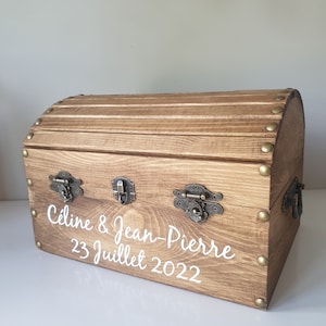 Gepersonaliseerde houten tijdcapsule met hangslot, souvenirdoos voor bruiloft of verjaardag, Saperlipopette Création