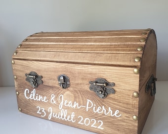 Capsule temporelle coffre en bois personnalisée, avec cadenas, boite à souvenir mariage, anniversaire, Saperlipopette Création