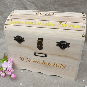 Grande Urne, coffre en bois naturel, personnalisée, boite à enveloppes anniversaire, baptême, Saperlipopette Création