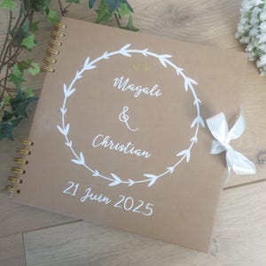 Libro degli ospiti quadrato in carta kraft, personalizzato, matrimonio in campagna, Battesimo, Compleanno, Creazione Saperlipopette