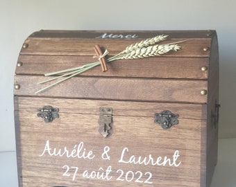 Große Hochzeitsurne, personalisierte Holztruhe