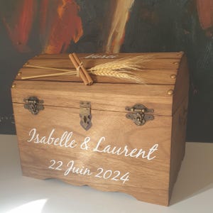 Grande urna, baule nuziale in legno con tema rustico e spighe di grano, Saperlipopette Création