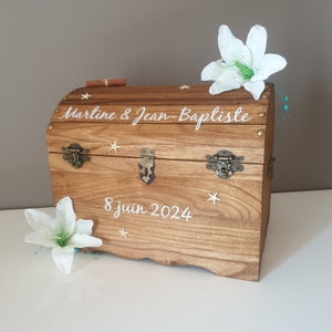 Large Urn, wooden chest with anti-theft padlock, exotic theme wedding, paradise islands, beach, travel, Saperlipopette Creation