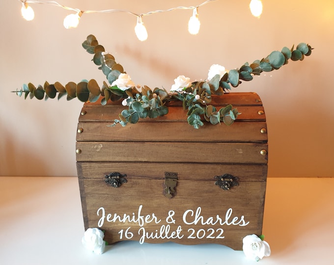 Urne Mariage En Bois LAUBLUST - Boîte Aux Lettres Avec Fente Et Couvercle Arqué - 35 X 25 X 19 Cm Naturelle