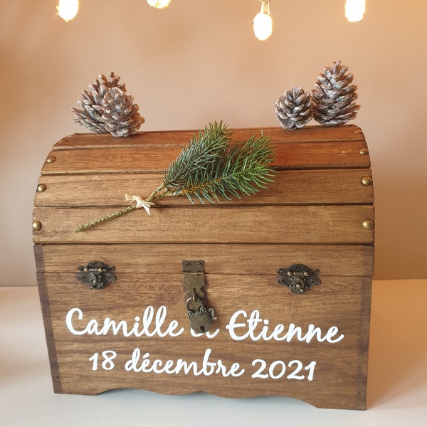 Boîte à idée personnalisée, décor d'hiver, avec cadenas, Saperlipopette Création