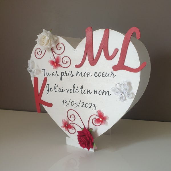 Grote rode en witte harturn, liefdesthema bruiloft, passie, gepersonaliseerd, Saperlipopette Creation