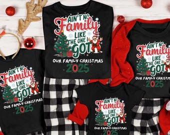 Envío prioritario personalizado Entrega navideña Papá Noel negro a juego para la familia Navidad No hay familia como la que tengo Papá Noel Manga corta SOLAMENTE