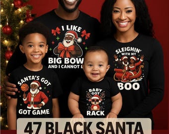 Black Santa Shirts Hoodies Sweatshirts • Adult Kids Baby Holiday Outfits • Funny Melanin Christmas Designs • Afro Santa Sayings