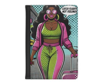 Pop Art Black Girl Passport Holder: Afrocentric Travel Wallet