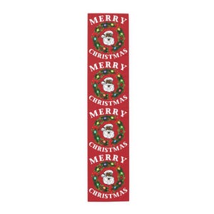 Black Santa Wreath Christmas Table Runner, Holiday Mantel Decor, Poly Blend, Festive Dining Room Accent, Black Santa Christmas Decor image 2