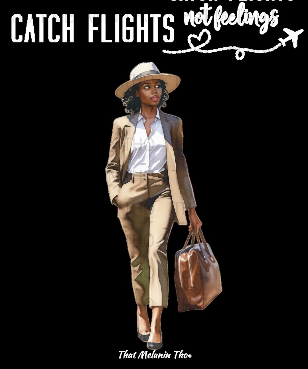 Catch Flights Not Feelings Digital Download Black Woman Etsy