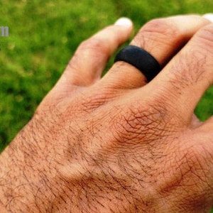 TWO Silicone Wedding Rings Hypoallergenic 9mm Band Black & Grey Sizes 8 9 10 11 12 FREE SHIPPING