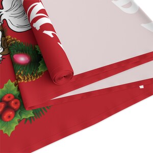 Black Santa Wreath Christmas Table Runner, Holiday Mantel Decor, Poly Blend, Festive Dining Room Accent, Black Santa Christmas Decor image 6