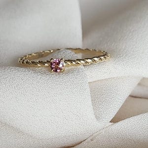 Genuine Tourmaline Ring • Pink Tourmaline Twisted Ring •Gemstone Ring • Birthday Gift• Pink Tourmaline Ring • Dainty Ring • Birthstone Rings