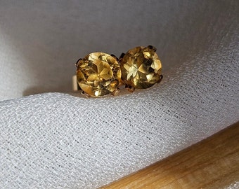 14K  Gold Filled Citrine  Earrings| 4MM Citrine studs |  AAA-grade Natural Citrine   | November birthstone