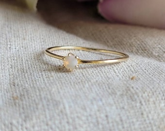 Genuine Opal Ring • Opal Gold Ring •Tiny Opal Ring• Gold plated Opal Ring, opal ring• Genuine Op