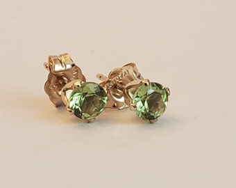 14K  Gold Filled Peridot Stud Earrings| 4MM Peridot studs |  AAA-grade Natural Peridot   | August birthstone