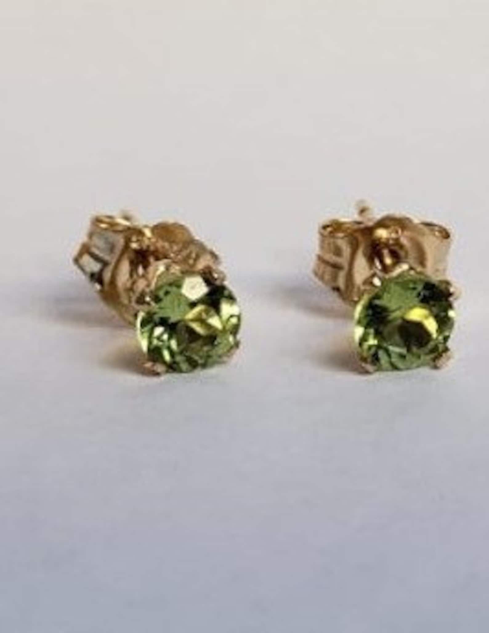 14K Gold Filled Peridot Stud Earrings 4MM Peridot Studs Etsy