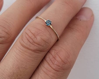 Genuine London Blue Topaz Ring • Blue Topaz Gold Ring •Tiny Topaz Ring• Gold plated Topaz Ring, Blue Topaz ring• Gifts for Her