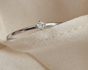 Birthstone Stackable  Ring • Aquamarine Ring• Tiny Aquamarine ring • Silver Aqumarine Ring•Birthstone Rings, Gifts• March Birthstone