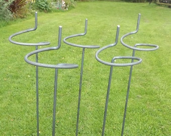Set of 5 Tall Commercial Grade Handmade Wraparound Plant Supports in 8mm Solid Bar