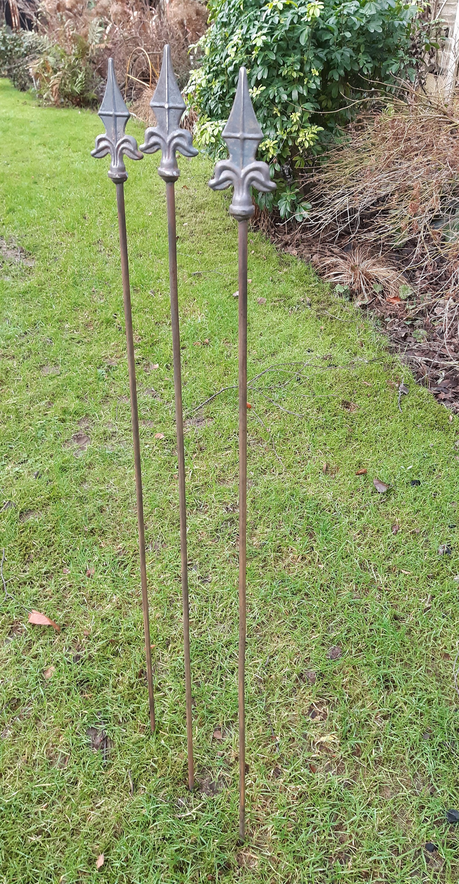 Set of 3 Handmade Decorative Plant Stakes 114cm Tall Made From 8mm