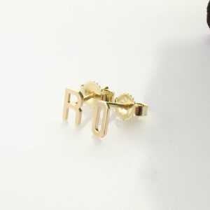 Initial Stud Earrings, 14K Gold Dainty Letter Earrings, Gold Letter Earring, Personalized Letter Earrings, 14K Gold Initial Studs, Gift