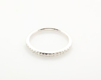 14K Solid Gold Diamond Wedding Band: Stackable Eternity Ring