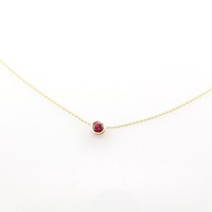 Ruby Bezel Necklace, 14K Gold Ruby Necklace, Birthstone Necklace, July Birthstone Jewelry, Dainty Gold Gemstone Necklace, Gift for Her