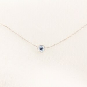 14K Gold Aquamarine Pendant Necklace: Dainty March Birthstone