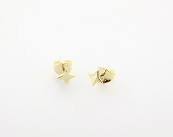 14K Gold Twinkle Star Stud Earrings, 14K Gold Northstar Studs, 14k Yellow Gold Studs, Everyday Stud Earrings, Gift for Her