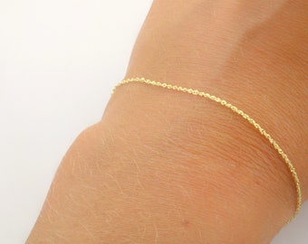 Layering Jewelry Simple Minimalist Bracelet Thin Gold Bar Bracelet 14K Solid Gold Bracelet Gifts for Her Bar Bracelet