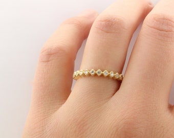 Diamond Band, Diamond Wedding Band, 14K Solid Gold, Half Eternity Band, Stackable Diamond Ring, Bridal, Wedding Ring, BrookeMicheleDesigns