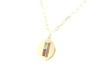 14K Gold Double Birthstone Charm: Personalized Gemstone Pendant