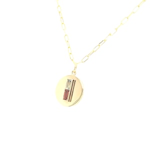 14K Gold Double Birthstone Charm: Personalized Gemstone Pendant
