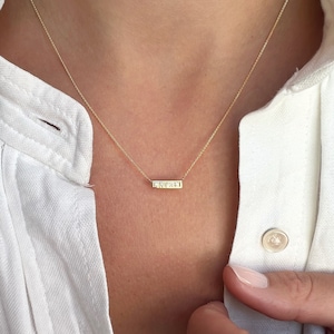 14k Gold Mini Diamond Bar Necklace: Dainty Everyday Jewelry