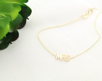 14K Gold Initial Bracelet, 14K Gold Monogram Letter Bracelet, Dainty Bracelet, Personalized Gold Bracelet, Personalized Jewelry Gift