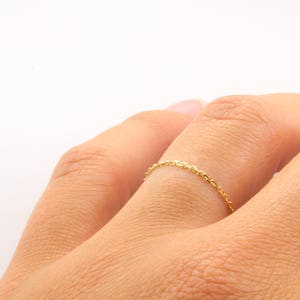 14K Gold 1MM Chain Ring, Gold Chain Ring, Dainty Chain Ring, Stacking Rings, Everyday Gold Ring, Barely There Chain Ring