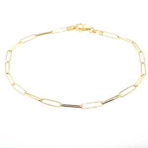 14K Gold Paperclip Chain Anklet, Solid Gold Anklet, 2.60MM, Gold Chain Anklet, Summer Jewelry, Body Jewelry, Yellow Gold Anklet, Link Chain