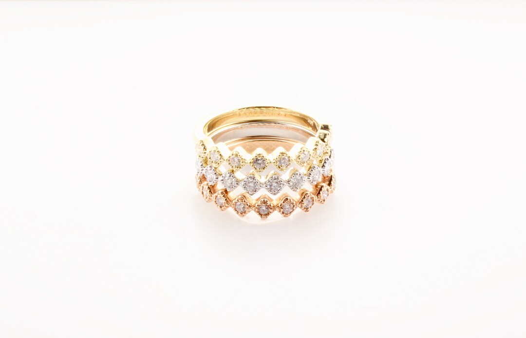 14K Gold Diamond Eternity Band: Stackable Wedding Ring - Etsy