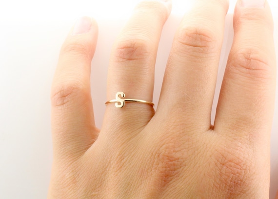 14kt gold initial ring discount