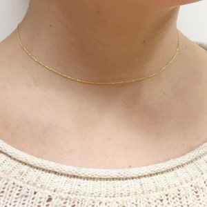 14K Gold Sparkle Chain Necklace: Adjustable Minimalist Jewelry