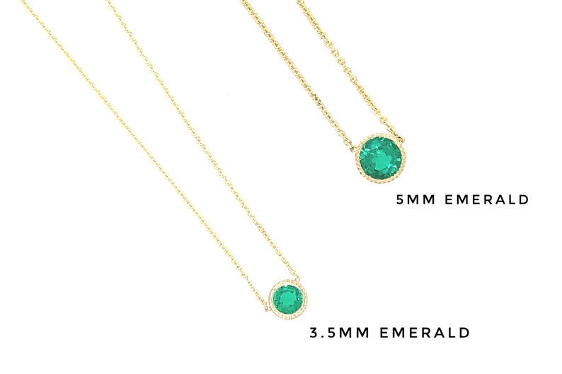 Emerald Necklace, 14K Gold Emerald Bezel Necklace, Delicate Birthstone Necklace, Birthstone Jewelry, May Birthstone, Gift for her image 8